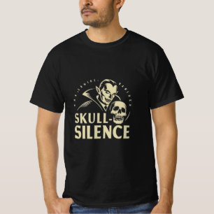 Skull-Silence: Retro Minimalist Vampire Halloween T-Shirt