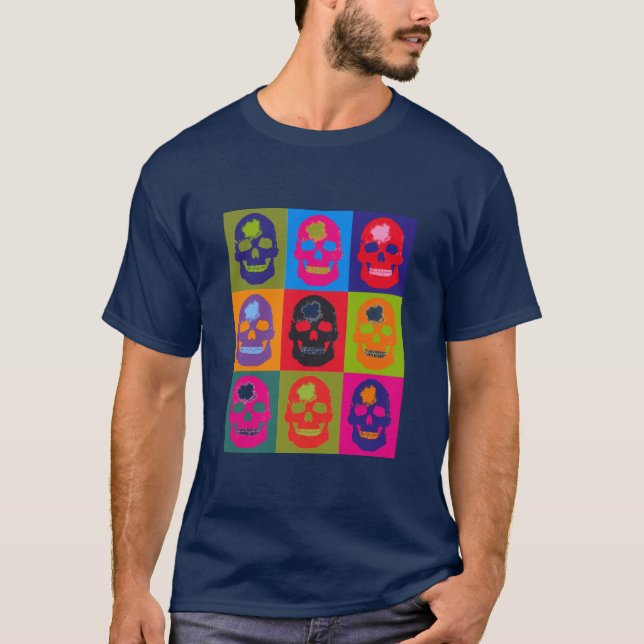 Skull Silk Screen -- Navy Blue T-Shirt (Front)