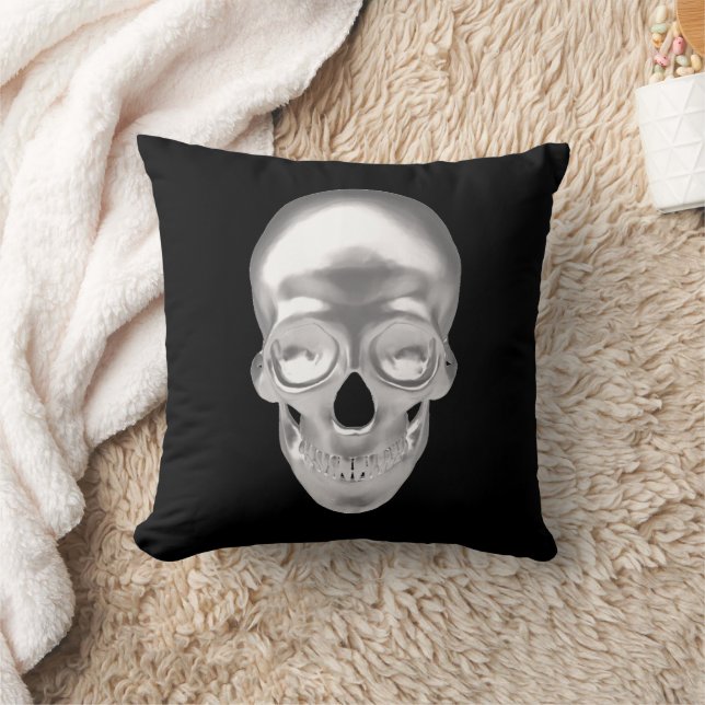 Skull, silver 3D effect - Cushion (Blanket)