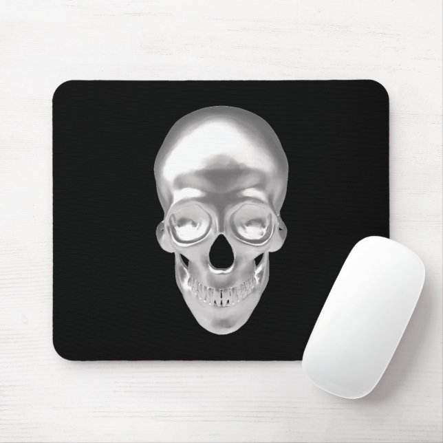 Skull, silver skull 3D optics - Mouse Pad (With Mouse)