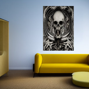 Skull, skeleton and bone   AI Art Poster