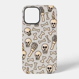Skull, skeleton and bones seamless pattern hand dr iPhone 12 case