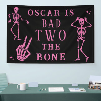 Skull Skeleton Bad to the Bone 2nd Birthday  Banner