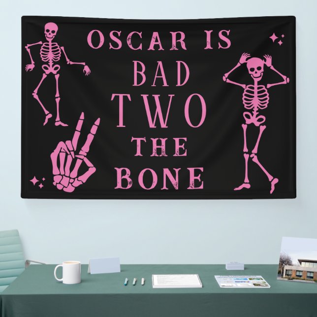 Skull Skeleton Bad to the Bone 2nd Birthday  Banner (Tradeshow)