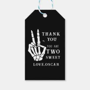 Skull Skeleton Bad to the Bone 2nd Birthday Gift Tags