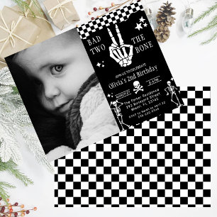 Skull Skeleton Bad to the Bone 2nd Birthday  Invitation