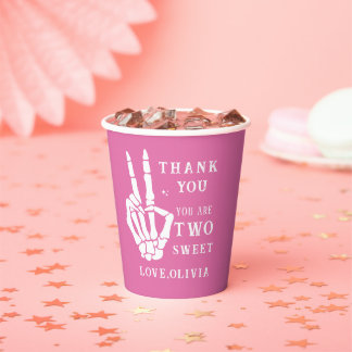 Skull Skeleton Bad to the Bone 2nd Birthday  Paper Cups