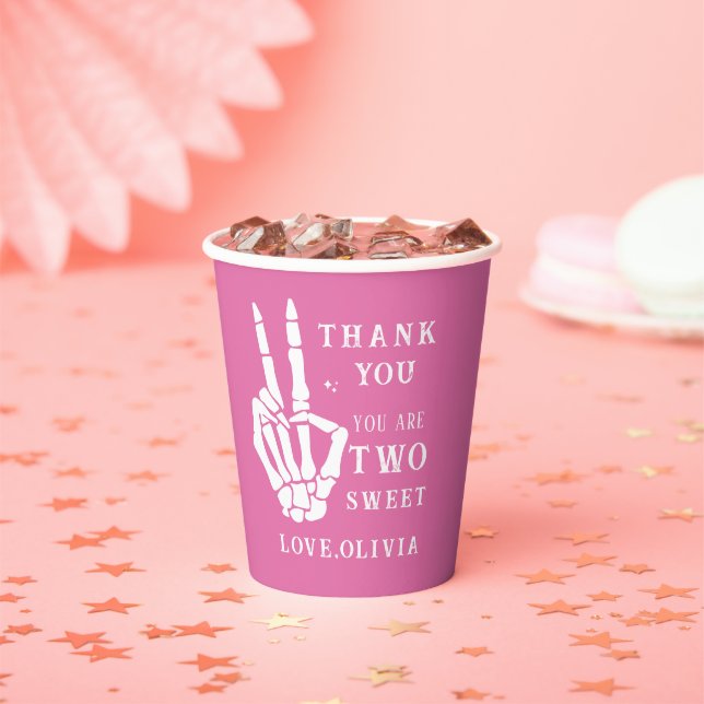 Skull Skeleton Bad to the Bone 2nd Birthday  Paper Cups (Insitu)