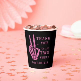 Skull Skeleton Bad to the Bone 2nd Birthday  Paper Cups
