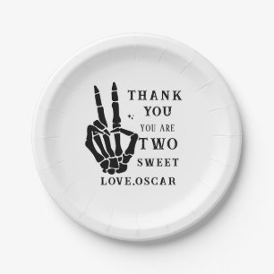 Skull Skeleton Bad to the Bone 2nd Birthday Paper Plate