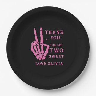 Skull Skeleton Bad to the Bone 2nd Birthday  Paper Plate