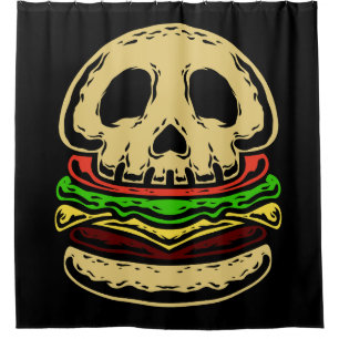 skull skeleton death spooky creepy burger shower curtain