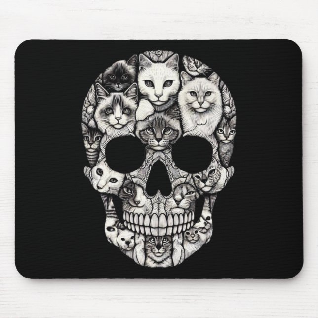 Skull Skeleton Halloween Costume Skull Cat  Mouse Pad (Front)