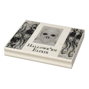 Skull Skeleton Halloween Death Maureen Girard Pla Rubber Stamp