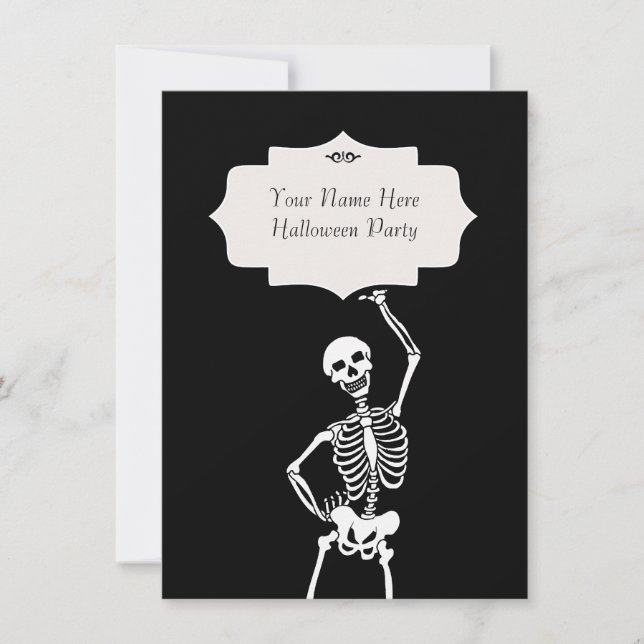 Skull & Skeleton Halloween Invitation (Front)