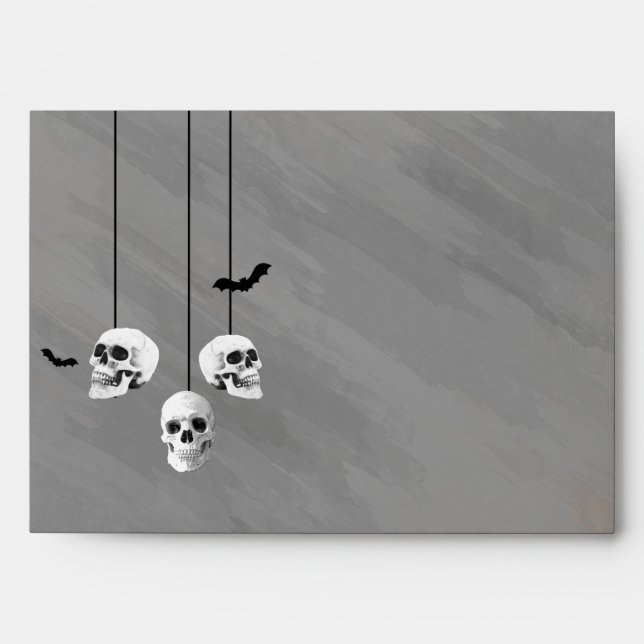 Skull Skeleton Halloween Party Freaky Night Envelope (Front)