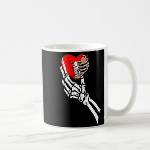 Skull Skeleton Hand Holding Red Heart Love Valenti Coffee Mug