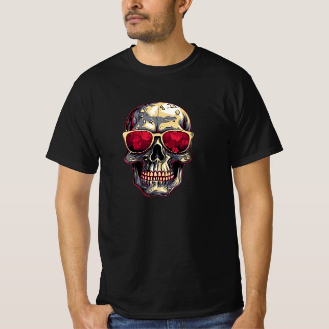 Skull Skeleton Human Head  Logo Art T-Shirt (Front)