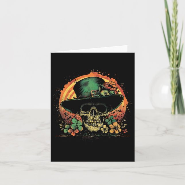 Skull Skeleton - Leprechaun St. Patrick's Day Sain Card (Front)