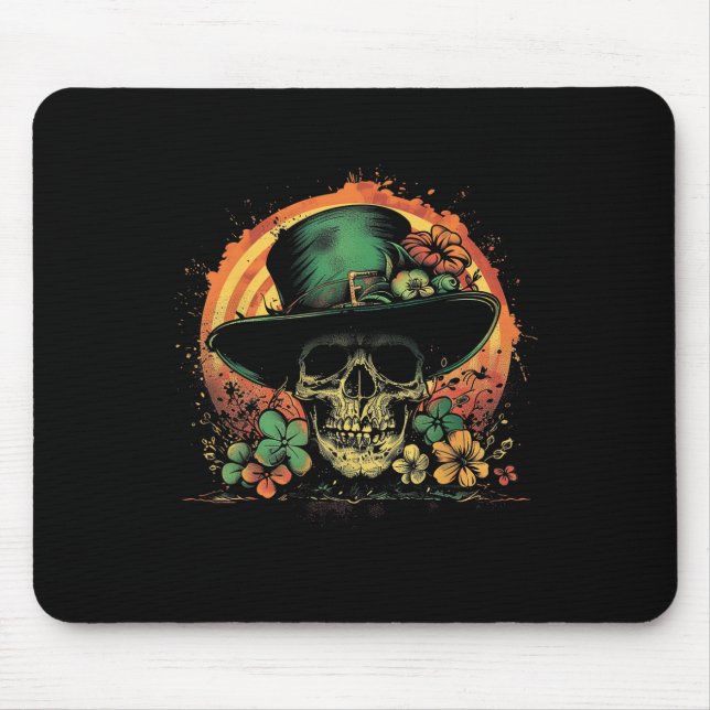 Skull Skeleton - Leprechaun St. Patrick's Day Sain Mouse Pad (Front)