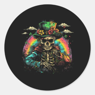 Skull Skeleton - Leprechaun St Patricks Day Saint Classic Round Sticker