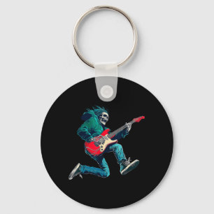 Skull Skeleton Playing Guitar Star Rock Roll Music Key Ring