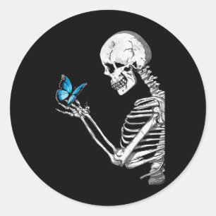 Skull Skeleton Retro Halloween  Classic Round Sticker