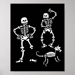 Skull Skeleton Running Halloween Costume Party Poster