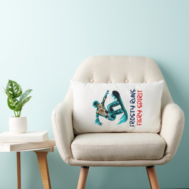 Skull Skeleton Snowboarding Thrill Adventure Lumbar Cushion (Chair)
