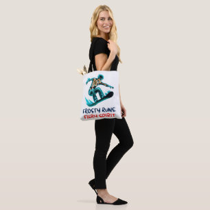 Skull Skeleton Snowboarding Thrill Adventure Tote Bag