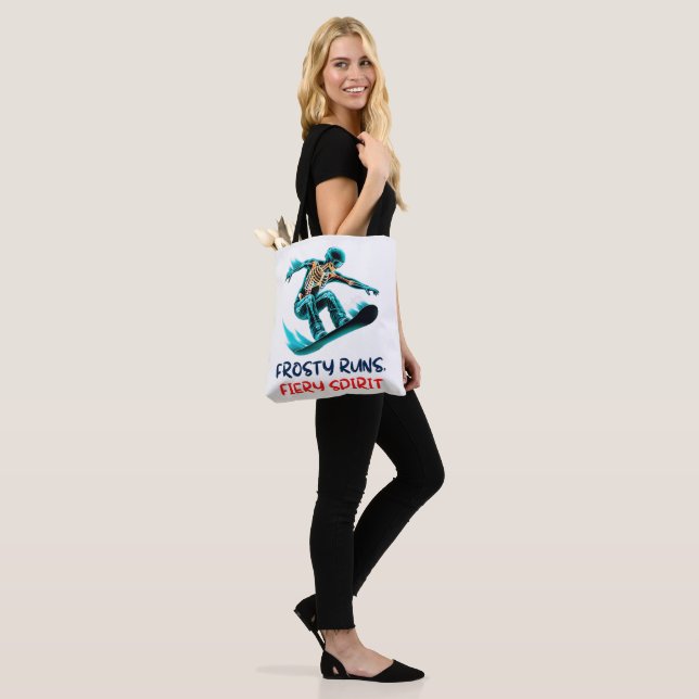Skull Skeleton Snowboarding Thrill Adventure Tote Bag (On Model)
