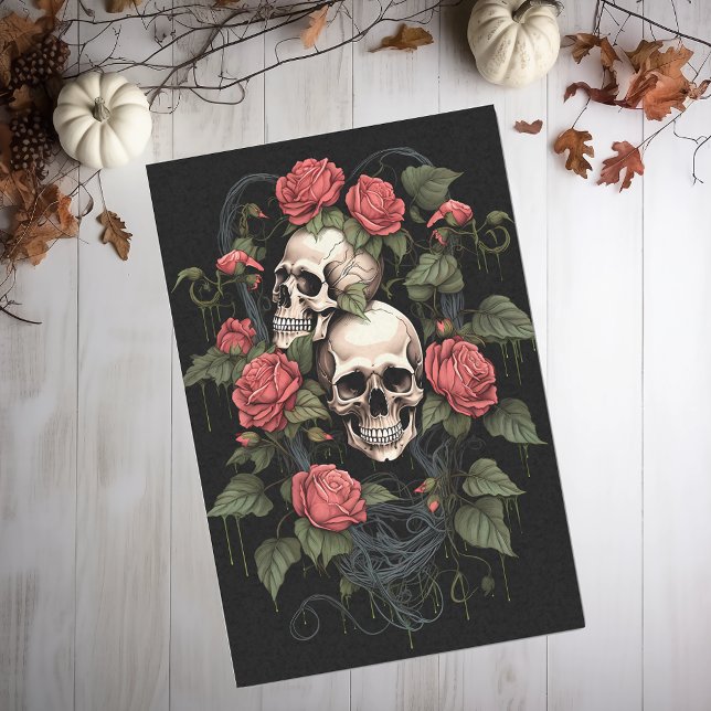 Skull Skeleton with Roses Watercolor Tissue Paper (Creator Uploaded)