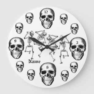Skull Skeletons Add Name Modern Acryllic Clock
