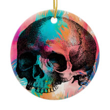 Skull Sketch With Colourful Boho Background