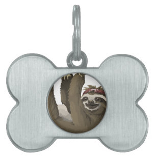 skull sloth pet tag