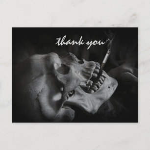 Skull Smoking a Cigarette Thank You Postcard