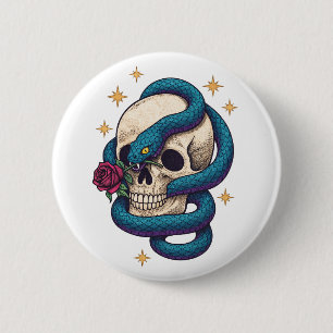 Skull Snake 6 Cm Round Badge