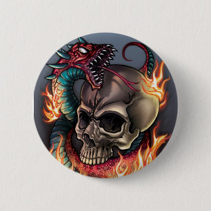 Skull + Snake 6 Cm Round Badge