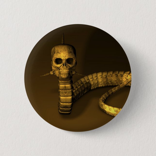 Skull Snake 6 Cm Round Badge (Front)