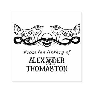Skull, Snake Botanical Library Book Name Self-inking Stamp