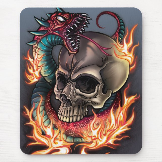 Skull + Snake Mouse Pad (Front)