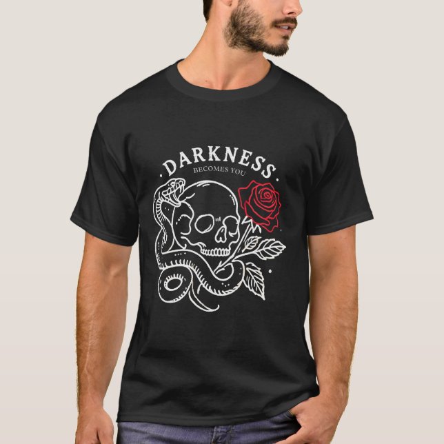 Skull Snake Rose  T-Shirt (Front)