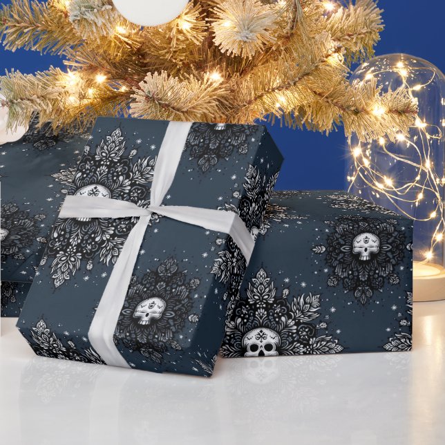 Skull Snowflake Wrapping Paper (Holidays)
