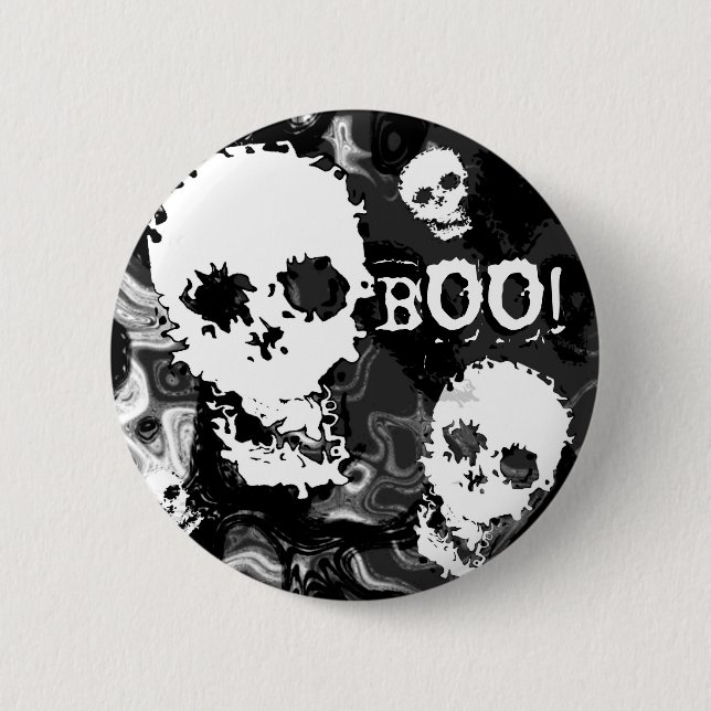 Skull Spectres B&W 'Boo!' button (Front)