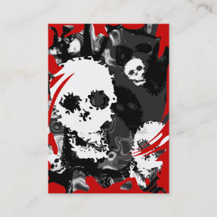 Skull Spectres B & W business card red chubby