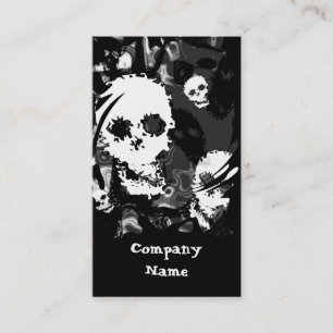 Skull Spectres B & W business card white vertical