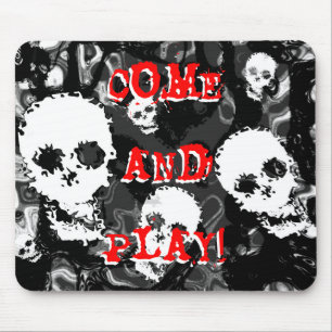Skull Spectres B&W 'Come and Play!' mousepad