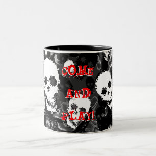 Skull Spectres B&W 'Come and Play!' two-tone mug