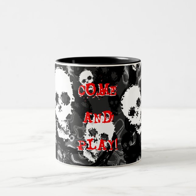 Skull Spectres B&W 'Come and Play!' two-tone mug (Center)