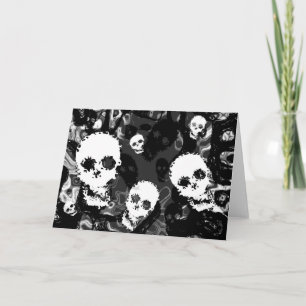 Skull Spectres B&W greetings card